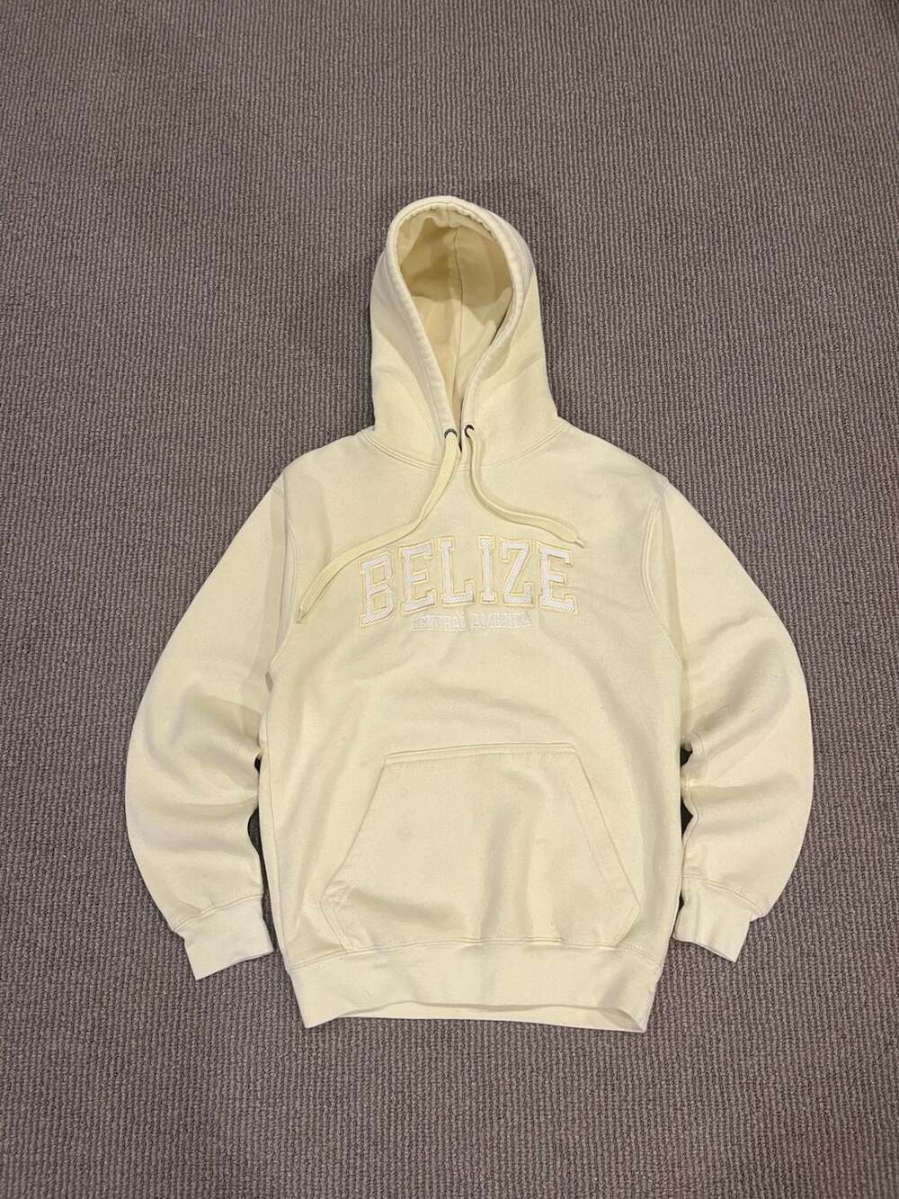 Pacific & Co. Belize Central America Embroidered Cream Hoodie Size S
